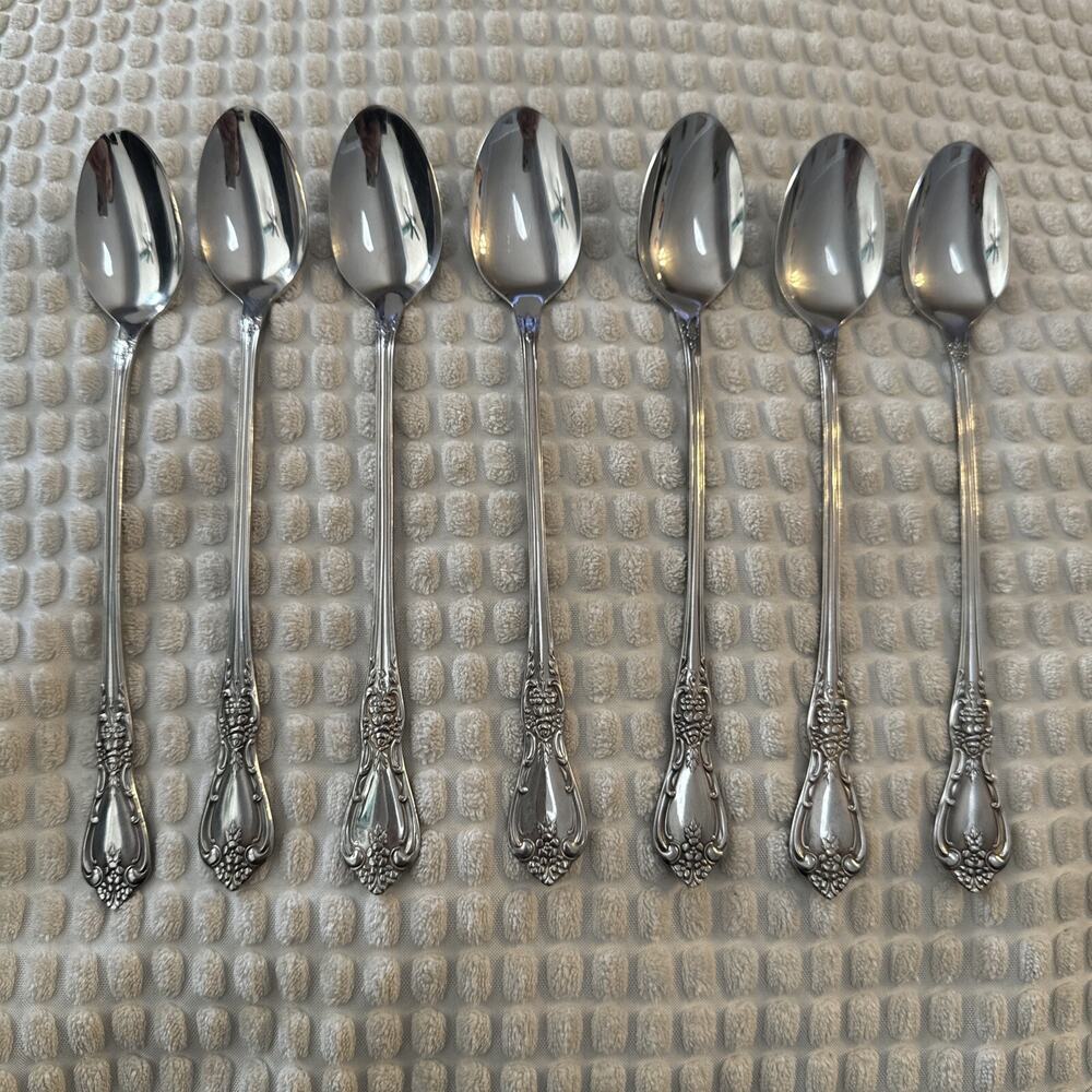 8 Oneida Distinction Deluxe HH Stainless Kennett Square Ice/Iced Tea Spoons Set